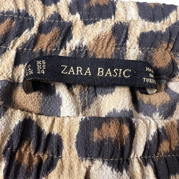 Zara Basics lightweight cheetah print elastic waist pleated cuff hem pockets - Picture 10 of 11